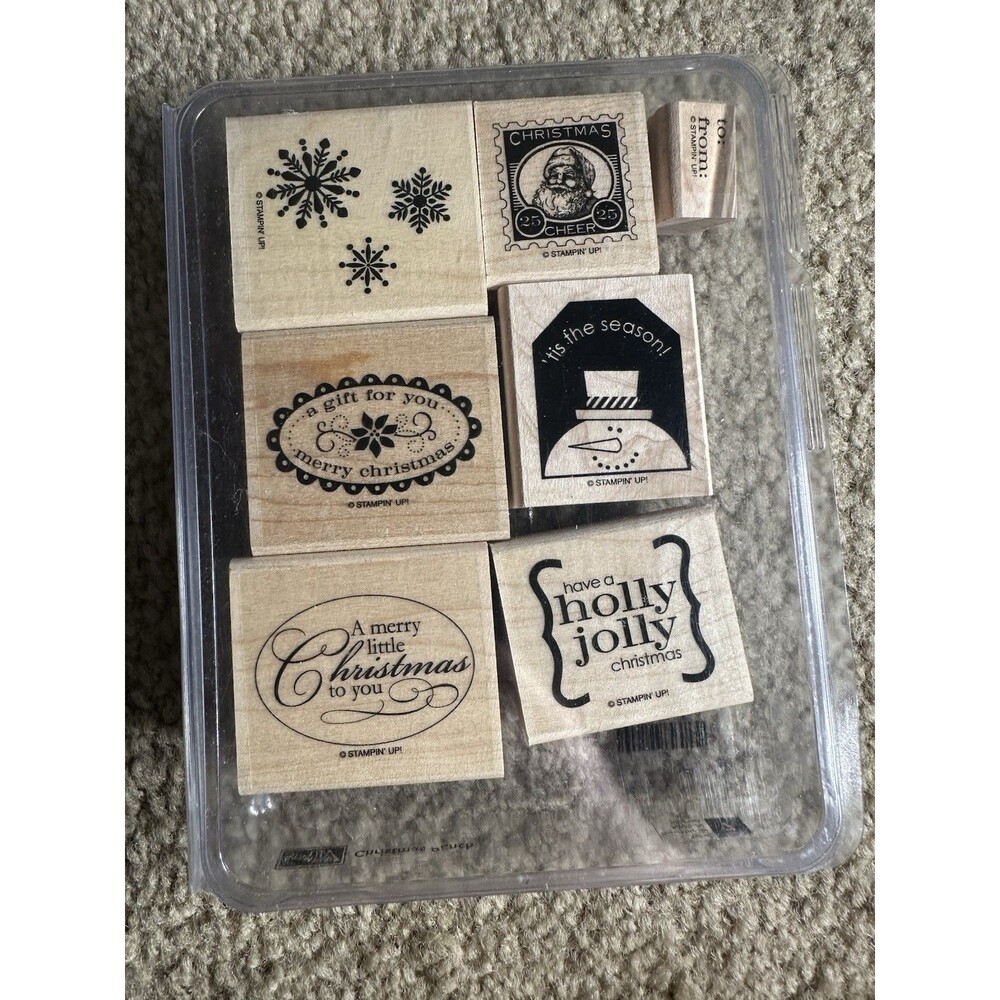 Stampin' Up! Christmas Punch Wood Mounted Rubber Stamps Set Of 7